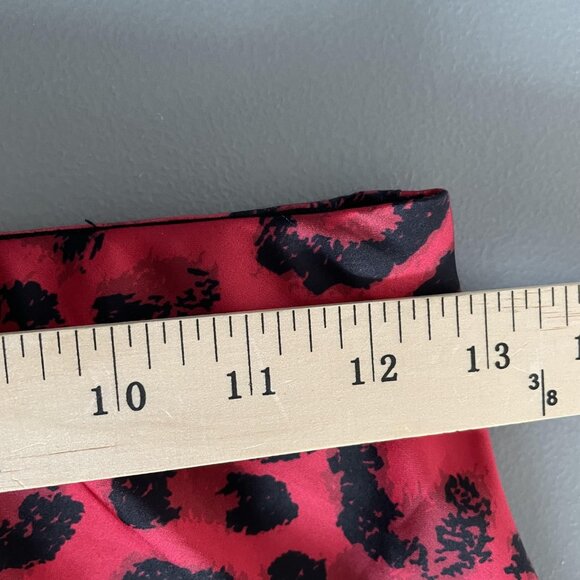 Kourt Skirt Womens Medium Red Black Leopard Animal Print Pull On Midi Slip Satin - Picture 7 of 9